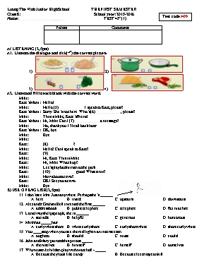 Bộ đề kiểm tra học kỳ I môn Tiếng Anh Lớp 8 - Năm học 2015-2016 - Trường THCS Lương Thế Vinh